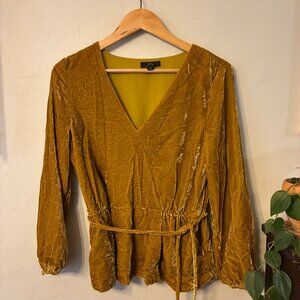 Velvet Mustard Wrap J Crew V Neck Top